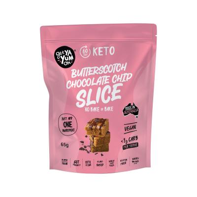 Get Ya Yum On (60 sec Keto) Butterscotch Chocolate Chip Slice (No Bake or Bake) 65g